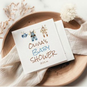 Serviette En Papier Un petit Baby shower Brown Cowboy Bleu