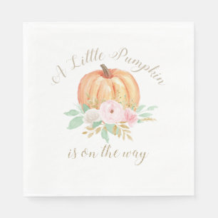 Serviette En Papier Un Petit Baby shower Citrouille rose fleuri