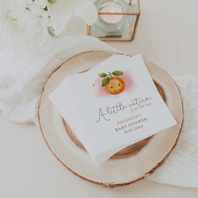 Serviette En Papier Un petit Baby shower de clémentine orange Cutie (Créateur téléchargé)