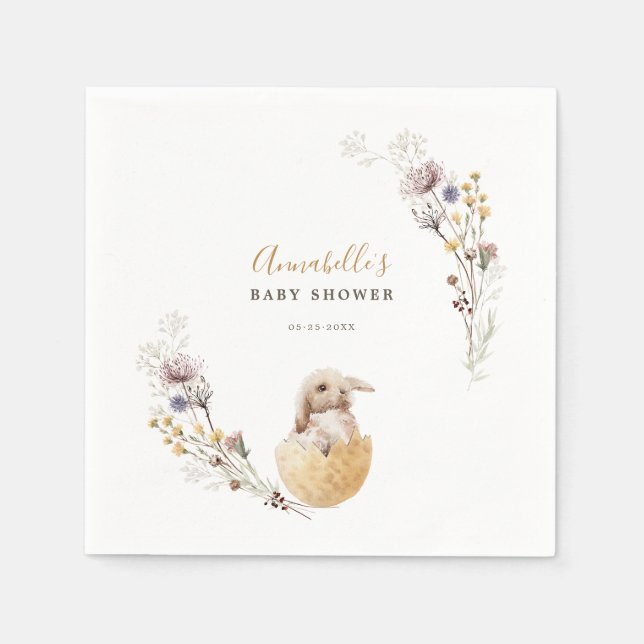 Serviette En Papier Un petit Baby shower de Pâques Bunny (Devant)