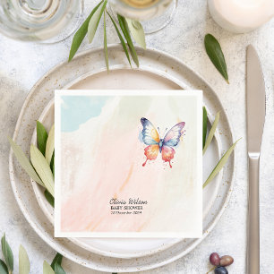 Serviette En Papier Un petit Baby shower fantaisiste pastel aux papill