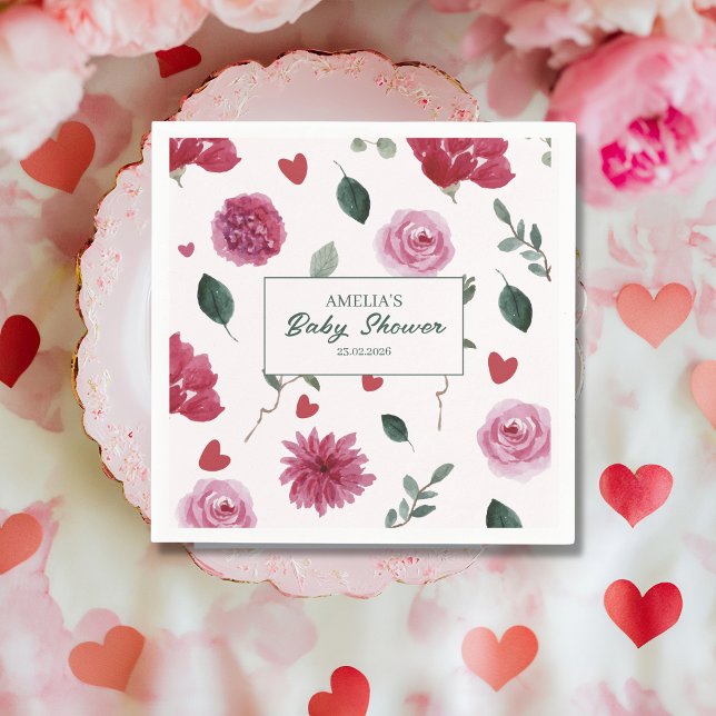 Serviette En Papier Un petit baby shower floral valentin (Créateur téléchargé)