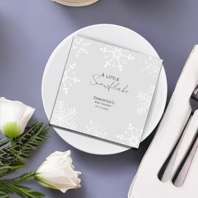 Serviette En Papier Un petit Baby shower Snowflake Grey (Créateur téléchargé)