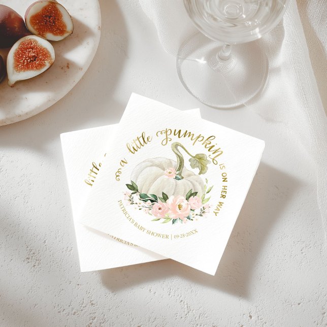Serviette En Papier Un Petit Citrouille Est En Chemin De Baby shower (Créateur téléchargé)