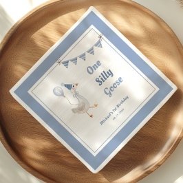 Serviette En Papier Un petit garçon bleu oie bête 1er anniversaire