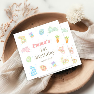 Serviette En Papier Un petit lapin fête son premier anniversaire paste
