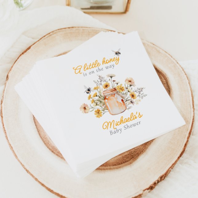 Serviette En Papier Un Petit Miel Sur Le Chemin Baby shower Aquarelle (Créateur téléchargé)