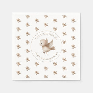 Serviette En Papier Un petit oiseau m'a dit Neutral Cute Baby Shower