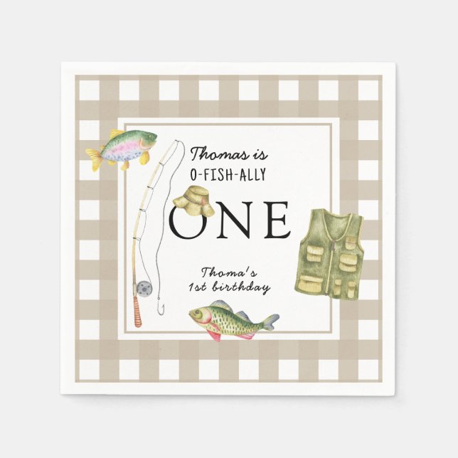 Serviette En Papier Un petit pêcheur fête d'anniversaire (Devant)