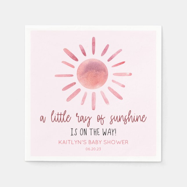 Serviette En Papier Un Petit Rayon De Soleil Baby shower Rose (Devant)