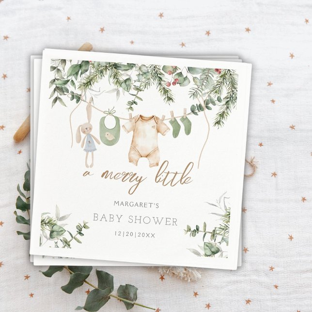 Serviette En Papier Un Peu De Joyeux | Baby shower d'hiver Boho Boy (Créateur téléchargé)