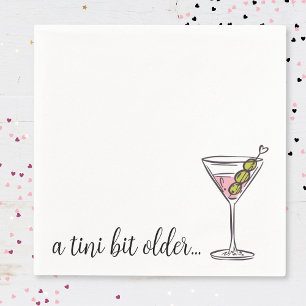 Serviette En Papier Un peu plus âgé, martini dessiné à la main pour an