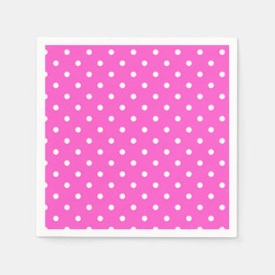 Serviette En Papier Un point de polka rose et blanc glamour moderne