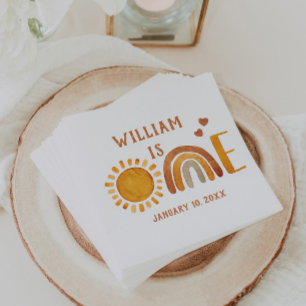 Serviette En Papier Un premier anniversaire aquarelle Boho arc-en-ciel