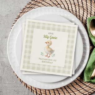 Serviette En Papier Un premier anniversaire de bébé en vichy vert One