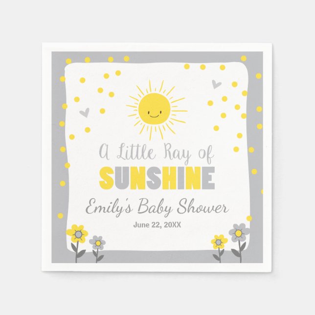 Serviette En Papier Un rayon de soleil papier Baby shower Napkin Sun (Devant)