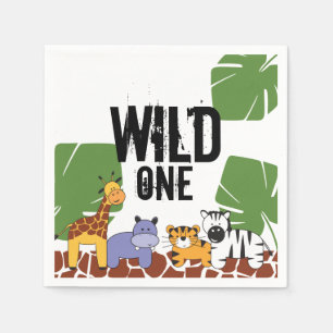 Serviette En Papier Un sauvage Safari Jungle Animaux Premier anniv