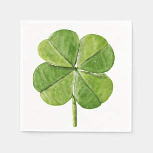 Serviette En Papier Un Shamrock de trèfle vert chanceux à quatre feuil