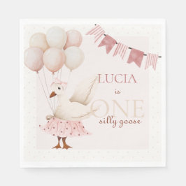 Serviette En Papier Un Silencieux Goose Pink Pastel 1er Anniversaire
