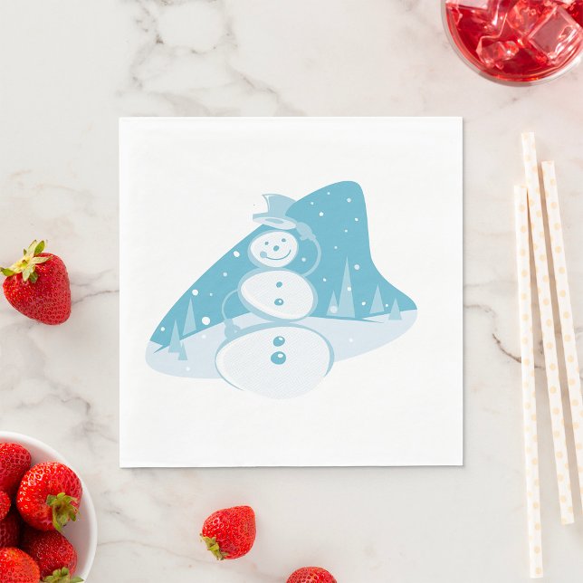 Serviette En Papier Un Snowman Portant Un Chapeau Haut (Créateur téléchargé)