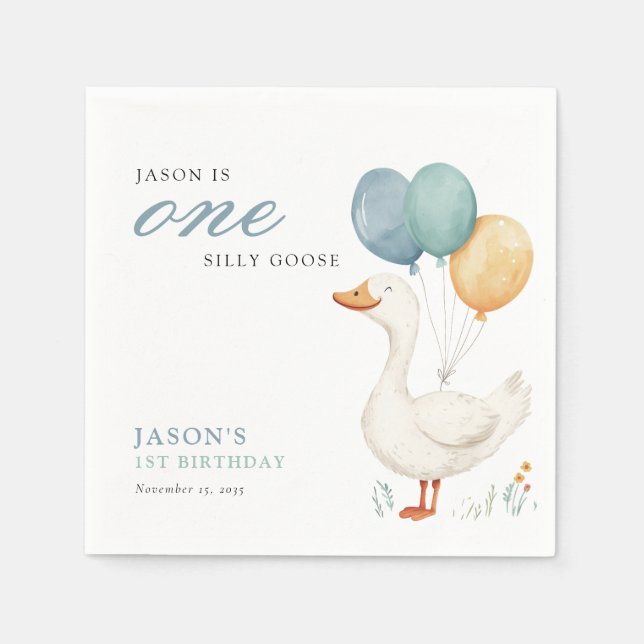 Serviette En Papier Un sot Goose Boy 1er anniversaire (Devant)