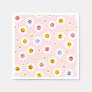 Serviette En Papier Un sourire premier anniversaire Daisy Pastel Girls