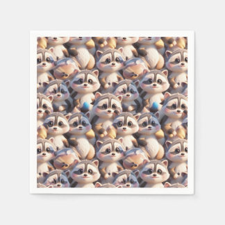Serviette En Papier Un tas de ratons laveurs
