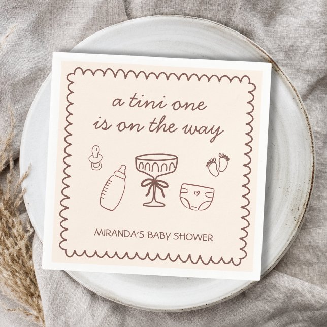 Serviette En Papier Un Tini Sur Le Chemin Baby shower Espresso Martini (A Tini One On The Way Espresso Martini Baby Shower Napkins)