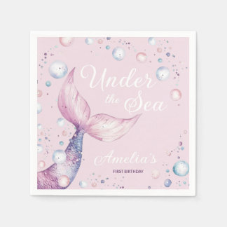 Serviette En Papier Under the Sea Mermaid First Birthday Party