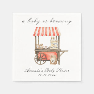 Serviette En Papier Une Baby Shower Chariot à Café Un Bébé Est En Trai