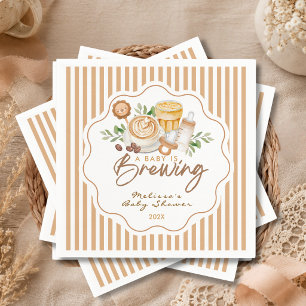 Serviette En Papier Une Baby Shower "Un Bébé Est En Train De Préparer"