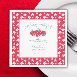 Serviette En Papier Une Berry Sweet Girl Baby shower Fraise Floral