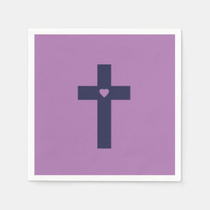 Serviette En Papier Une croix avec un cœur d'amour sacré