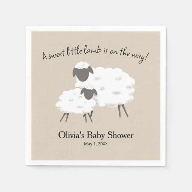 Serviette En Papier Une Douche Sweet Little Lamb Bay (Devant)