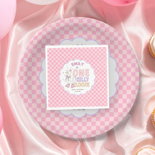 Serviette En Papier Une drôle d'oie rose - Rétro Fille Premier Anniver
