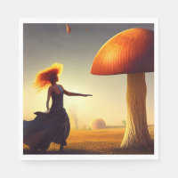 Une femme et un immense champignon