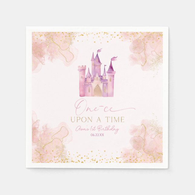 Serviette En Papier Une fois Princesse 1er anniversaire fête (Devant)