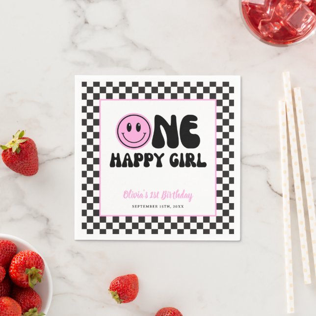 Serviette En Papier Une joyeuse fille rose joyeux anniversaire de visa (En situation)