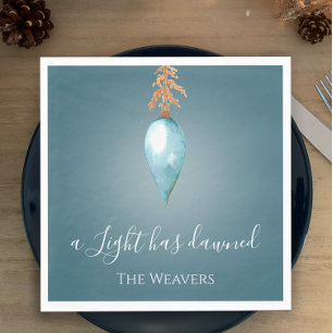 Serviette En Papier Une Lumière est apparue Aquarelle bleue Noël
