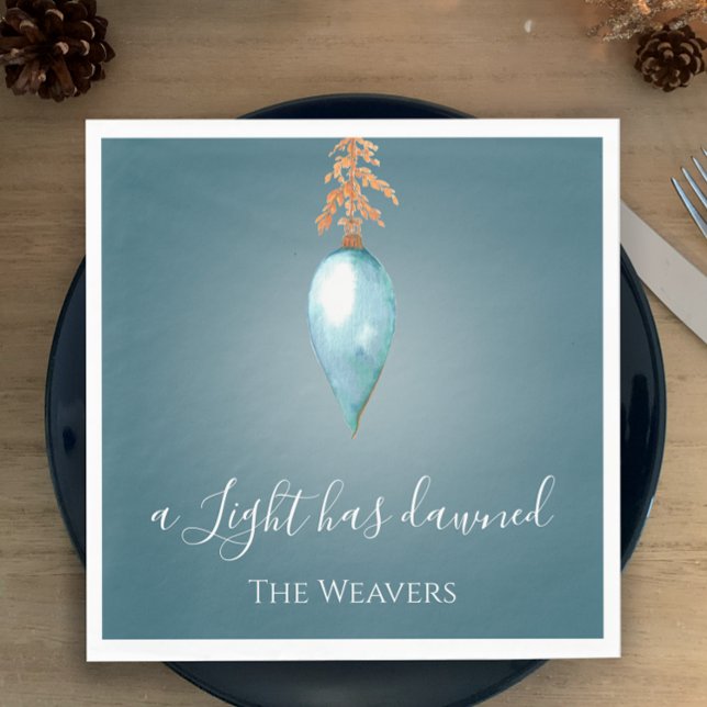 Serviette En Papier Une Lumière est apparue | Aquarelle bleue Noël (Add inspiration and art to your Christmas dinner table with my hand painted blue watercolor napkins
)