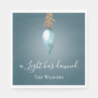 Serviette En Papier Une Lumière Est Apparue | Aquarelle bleue Noël