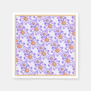 Serviette En Papier Une marguerite violette/papillon