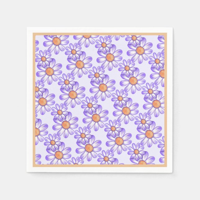 Serviette En Papier Une marguerite violette/papillon (Devant)