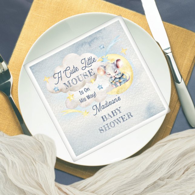 Serviette En Papier Une Mignonne Petite Souris Se Trouve En Chemin Du  (Créateur téléchargé)
