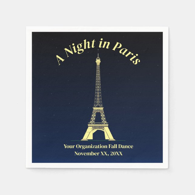 Serviette En Papier Une nuit à Paris (Devant)