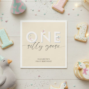 Serviette En Papier Une oie bête 1er anniversaire mignonne