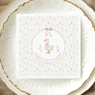Serviette En Papier Une oie sotte Vintage florale 1er anniversaire