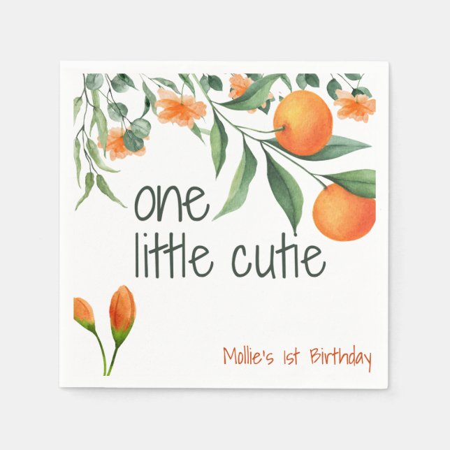 Serviette En Papier Une petite Cutie Pointe 1er Anniversaire Napkin (Devant)