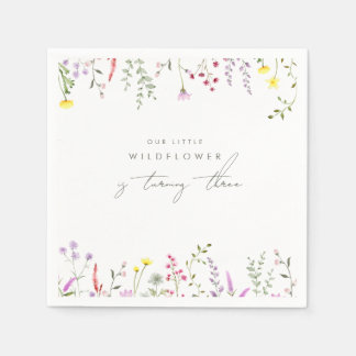 Serviette En Papier Une Petite Fille Fleur sauvage Fête d'Anniversaire