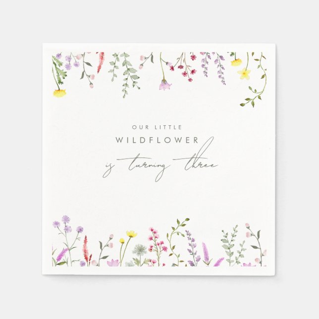 Serviette En Papier Une Petite Fille Fleur sauvage Fête d'Anniversaire (Devant)